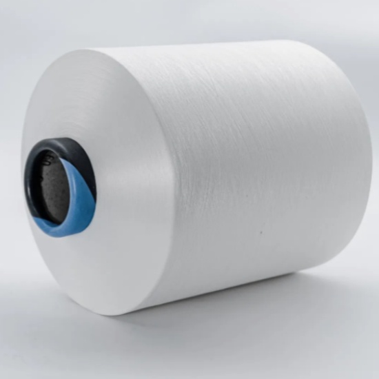 Cotton-Like Polyester Elastic Yarn For Knitting Or Weaving Dull Raw White